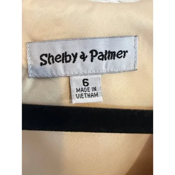Shelby & Palmer Gold Shimmer Cocktail Dress Size 6 Floral Detail Wedding Guest - Picture 3 of 7